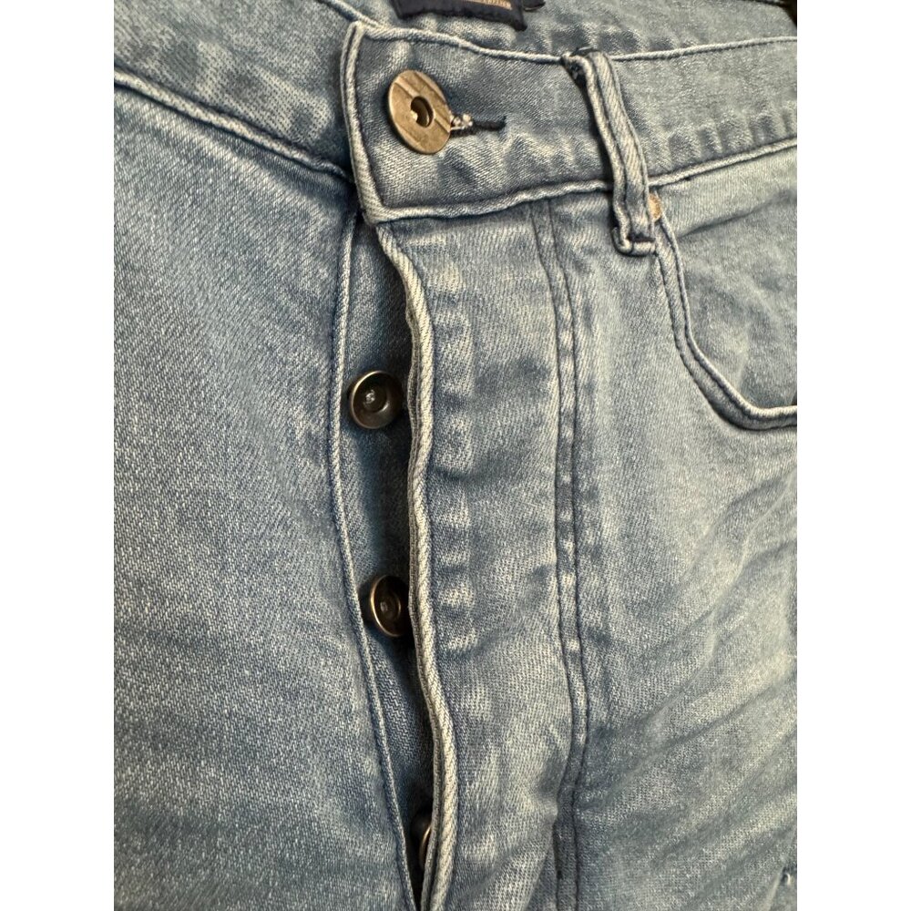 The New Standard Slim Selvedge Denim Jeans Size 32 Button-Fly Distressed Light W View 3